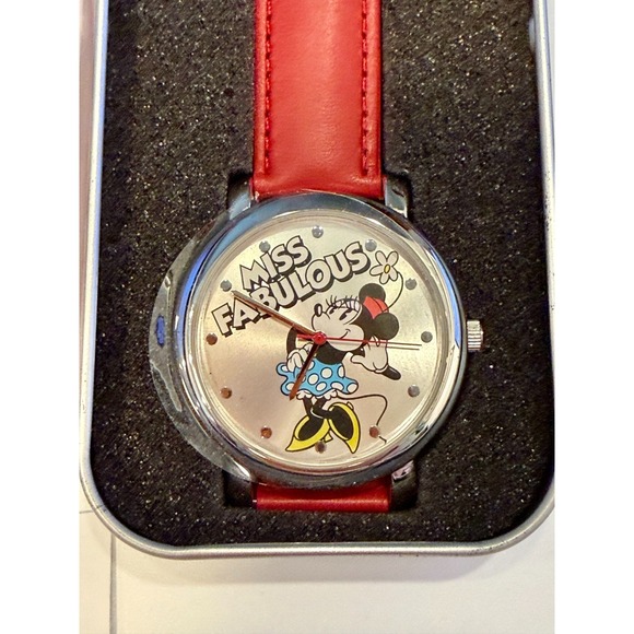 Disney Minnie Mouse "Miss Fabulous" Special Edition Wristwatch New In Tin Vtg - Picture 3 of 4